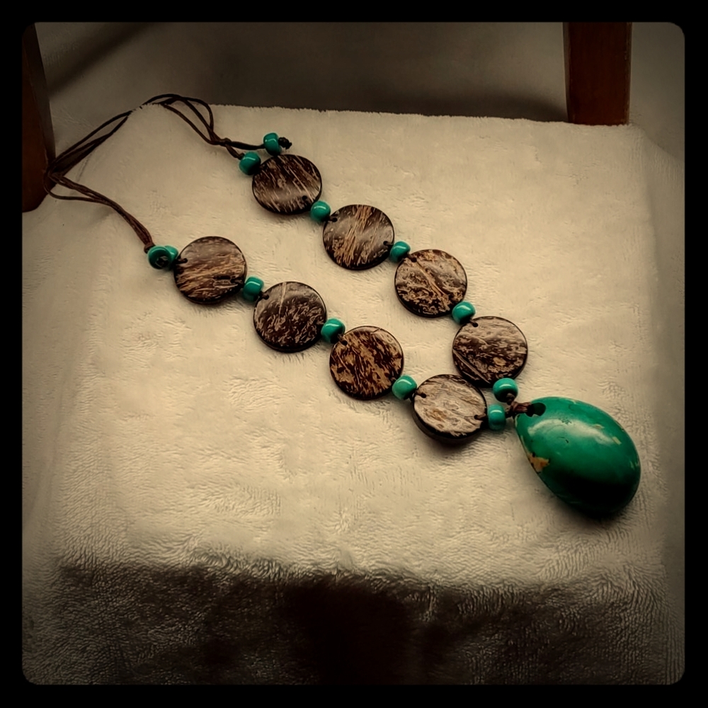 Final sale beautiful handmade necklac brown & teal